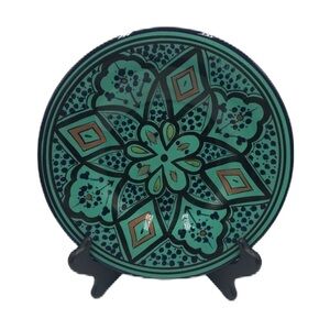 Pottery Barn Kasara Set of 4 Salad Plates Green Mosaic Porcelain Kaleidoscope
